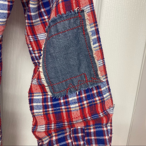 Volcom red plaid top with snaps - Picture 6 of 9